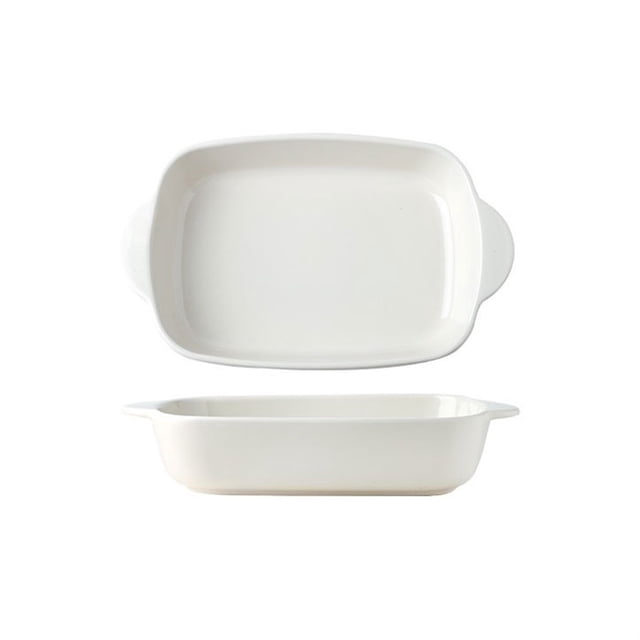 Cheese Baked Rice Baking Pan Oven Special Utensils Ceramic Bowl Rectangular Double Ear Microwave Plate