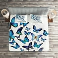 thumbnail image 2 of Ambesonne Blue Quilted Coverlet 3 Pcs, Nature Botanic Spring, King Size, Blue Sky Blue Black, 2 of 2