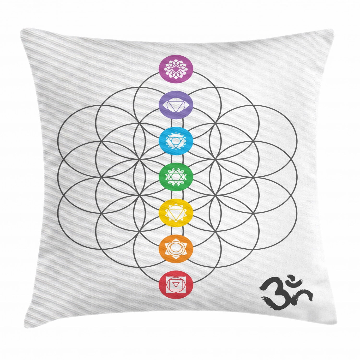 Zen Duvet Cover Set With Pillow Shams Chakra Point Rings Print