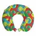 thumbnail image 1 of Colorful Travel Pillow Neck Rest, Abstract Paintbrush Strokes in Jumble Chaotic Geometry Creative Grunge Print, Memory Foam Traveling Accessory Airplane and Car, 12", Multicolor, by Ambesonne, 1 of 2