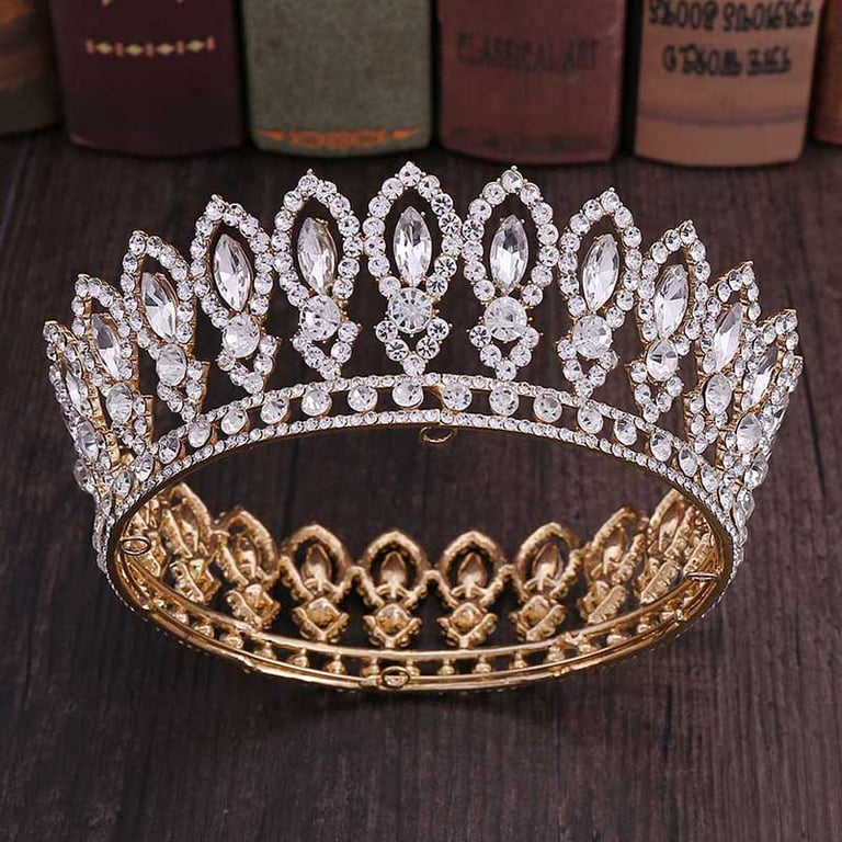 Luxury Baroque Tiara and Crown Crystal Rhinestone Full Circle Queen Bride Hair jewelry Diadem Wedding Bridal Hair Access