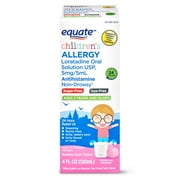 Equate Children's Dye-Free Bubble Gum Flavor Allergy Oral Solution USP, 5 mg/5 ml, 4 fl. Oz.