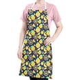 thumbnail image 5 of Yellow Lemon Fruit Slices DarkBlue Pattern Apron-Garden Aprons for Women with Pockets-Cotton Linen Waterproof Kitchen Cooking Gardening Aprons Adjustable for Kitchen,Cooking,BBQ and Salon 33x27 Inch, 5 of 7