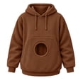 thumbnail image 2 of Stralyhd Unisex Hoodies with Cat Dog Pouch Oversized Pet Carrier Large Front Pocket Hooded Sweatshirt Animal Holder Cozy Long Sleeve Hoodies Brown L, 2 of 6