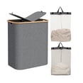 thumbnail image 1 of Cesto para Ropa Sucia, 150L Cesta de Lavandería Dividida Plegable de Gran Capacidad con 2 Bolsa Extraíble Tapa para Lavar, Para Baños Sala de Estar, Dormitorio y Lavandería (Gris, 150L), 1 of 9