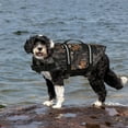 thumbnail image 4 of YMTQ Pet Life Preserver Jacket Black Camouflage Dog Life Vest with Adjustable Buckles and Reflective Accents Puppy Small Medium Large Dog Safety Life Coat for Swimming  Boating(L), 4 of 6
