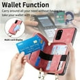 thumbnail image 6 of Allytech Galaxy S20 Plus Wallet Case with Crossbody Strap, Vintage PU Leather Large Zipper Pocket Cards Slots Stand Shockproof Wallet Case Cover for Samsung Galaxy S20 Plus - Pink, 6 of 9