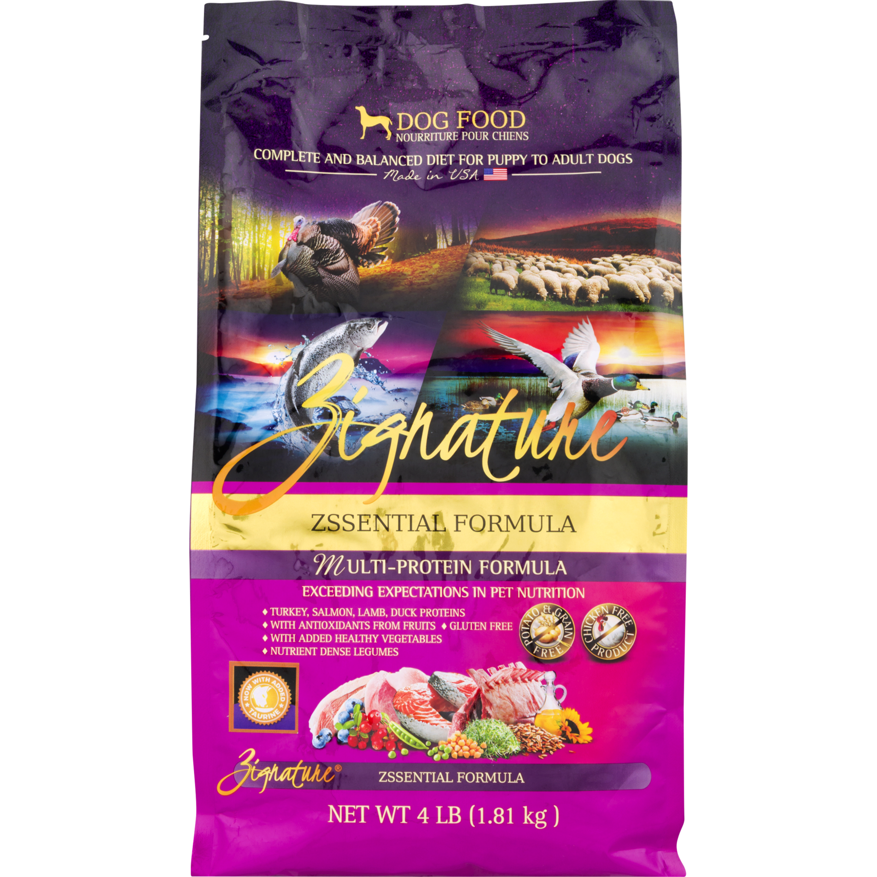 Zignature dog hot sale food zssential formula