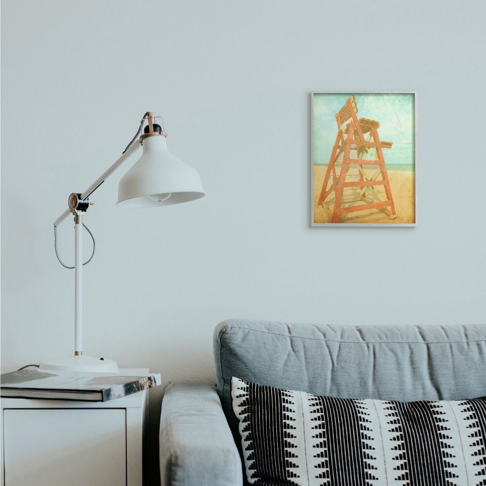 Stupell Industries Vintage Summer Red Lifeguard Chair Beach Sand Photograph Designed by Ashley Calhoun