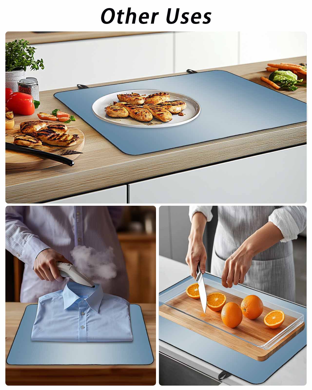 Stove Top Covers for Electric Stove, Blue Ombre Glass Stovetop Cover Protector, Modern Gradient Abstract Art Induction Cooktop Protector Oven Mat for Kitchen Countertop 36"x21"