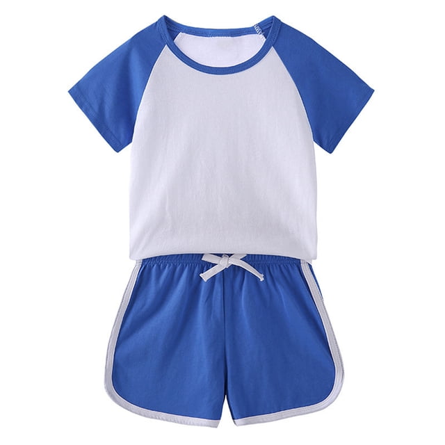 Odeerbi 1-11 Años Conjuntos de Pijama de Verano Para Niños Y Niñas Camisa de Raglán de Algodón de Manga Corta Pantalón Corto Conjunto de Dos Piezas Suave
