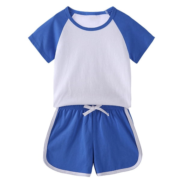 Odeerbi 1-11 Años Conjuntos de Pijama de Verano Para Niños Y Niñas Camisa de Raglán de Algodón de Manga Corta Pantalón Corto Conjunto de Dos Piezas Suave