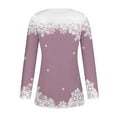 thumbnail image 3 of IROINNID Deals Women's Fall Tops Long Sleeve Christmas Printed V-neck Tunic Tops Casual Loose Fit Button Comfy Top,Pink, 3 of 3