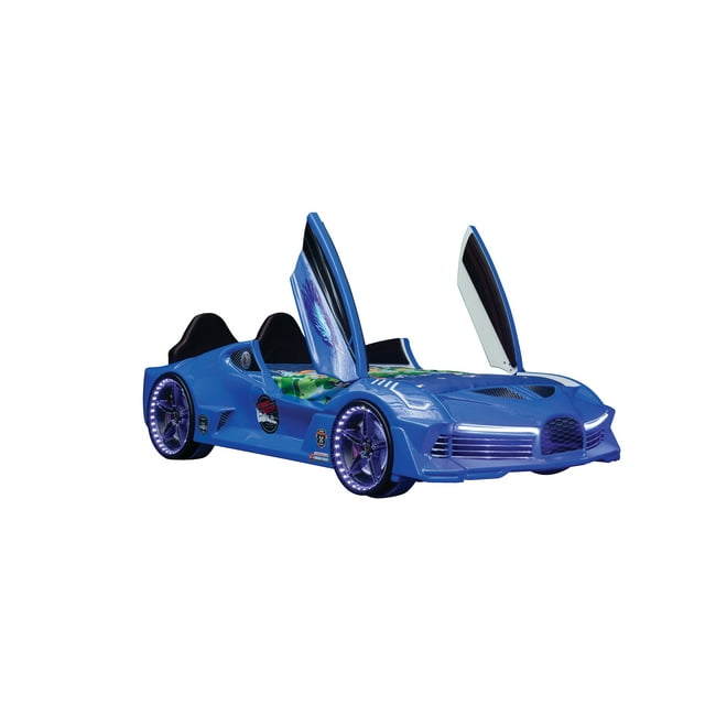Aero Extreme Twin Race Car Bed with Led Lights & Sound Fx, Free Mattress Included, Children's Racing Theme Bed