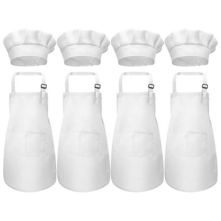 

8 Children s Apron and 8 Chef s Hat Sets Adjustable Children s Apron for Boys and Girls