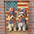 thumbnail image 5 of 1PC, 2D Flat two Yorkshire Terriers wearing the American flag Independence Day garden flag, durable polyester anti-fading outdoor courtyard decoration, suitable for porch, lawn, farmhouse and holiday, 5 of 6