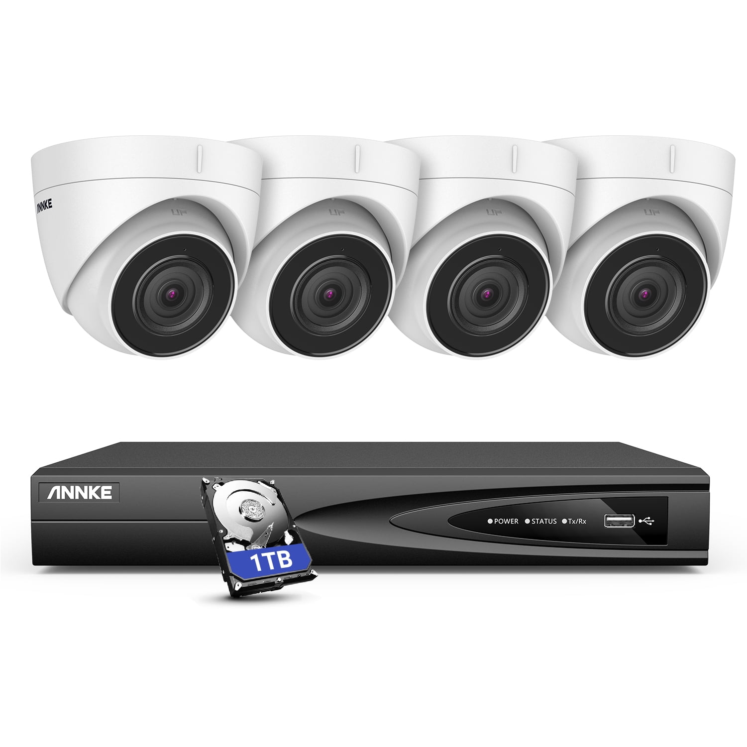 ANNKE 4channel 4k Ultra HD Wired Outdoor Security Camera System with Night Vision,Mobile