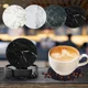 thumbnail image 5 of 1/6 piezas posavasos de mármol de cuero artificial para bebidas, tazas de café, manteles individuales de mesa redondos resistentes al calor, soporte para almohadilla de mesa de té, 5 of 5