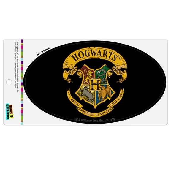 Harry Potter Ilustrated Hogwart's Crest Automotive Car Refrigerator Locker Vinyl Euro Oval Magnet
