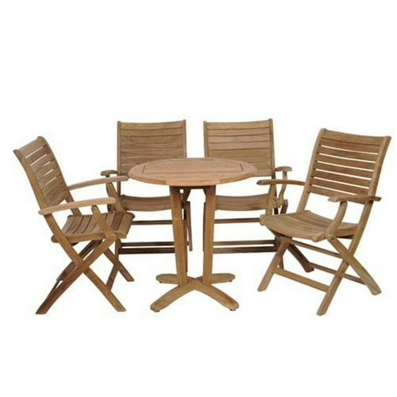 Amazonia Teak Aruba 4-Person Teak Patio Dining Set With Folding Chairs