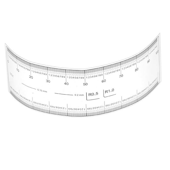 Uxcell Film Flexible Ruler 10cm 0.1mm Scale with R Angle and Width Lines Clear PET Plastic Folding Straight Ruler for Factory, Transparent, 1 Pcs