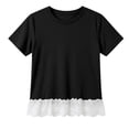 thumbnail image 3 of T-shirts à Manches Courtes pour Filles, Enfants, Mignon, Ourlet en Dentelle, Col Rond, Hauts d'Été, 3 of 7