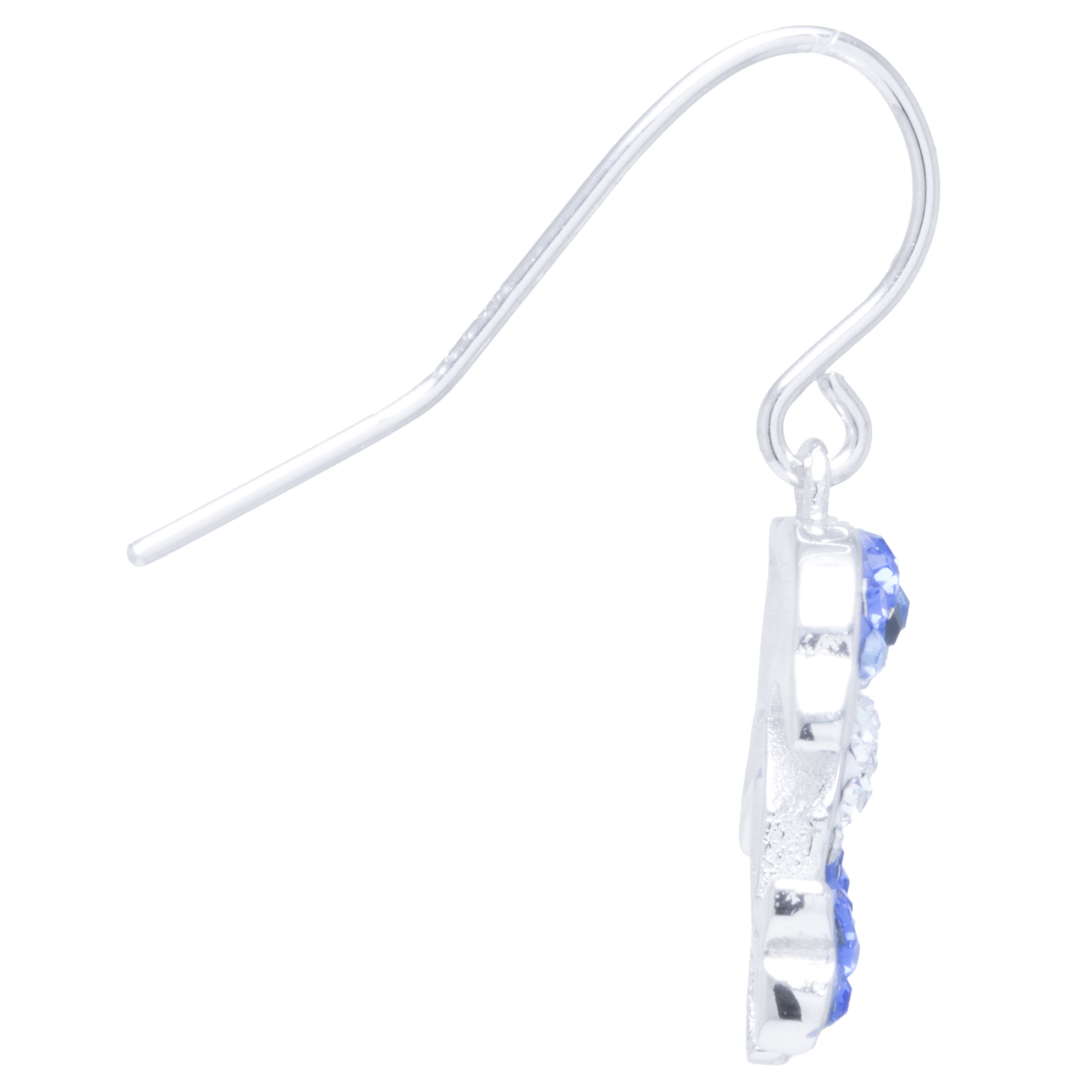 Marisol & Poppy Blue Crystal Dolphin Drop Earrings in Sterling Silver for Women & Teens