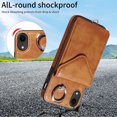 thumbnail image 2 of Allytech iPhone XR Case with Ring Holder & Shoulder Strap, Retro PU Leather Cards Slots Kickstand Detachable Lanyard Shockproof Wallet Case Cover for Apple iPhone XR - Brown, 2 of 14