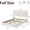 thumbnail image 2 of Full Size Floating Bed Frame with RGB LED Lights and Charging Station, Upholstered Platform Bed with Storage Headboard and Button Tufted Design, No Box Spring Needed, Beige, 2 of 8