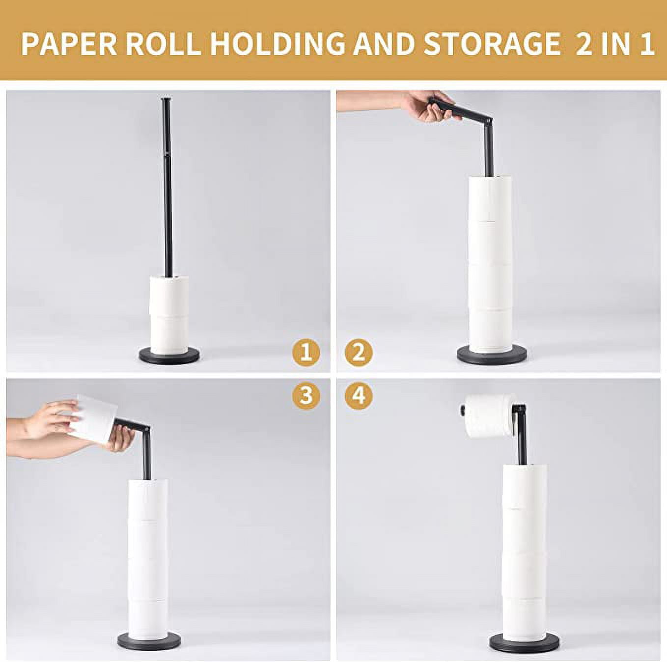 Ikloo Free Standing Toilet Paper Holder Stand ∣ Black Toilet  Paper Roll Holder with Top Storage Shelf for Phone, Wipe and More ∣ Ideal  Bathroom Accessories for Towel Paper Storage