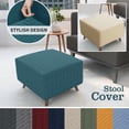 thumbnail image 4 of Elastic Ottoman Slipcover, Stretchable Furniture Protector With Non-Slip Design For Square Footstool Pouf, Jacquard Washable Cover Fits 18 To 24 Inch, Home Decor & Easy Care, 4 of 7