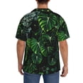 thumbnail image 5 of Naloa Lush Foliage Green Plant Men's Loose Fit Cuban Collar Short-Sleeve Shirt with Button-down and Chest Pocket for Everyday Wear Outings - 3X-Large, 5 of 7