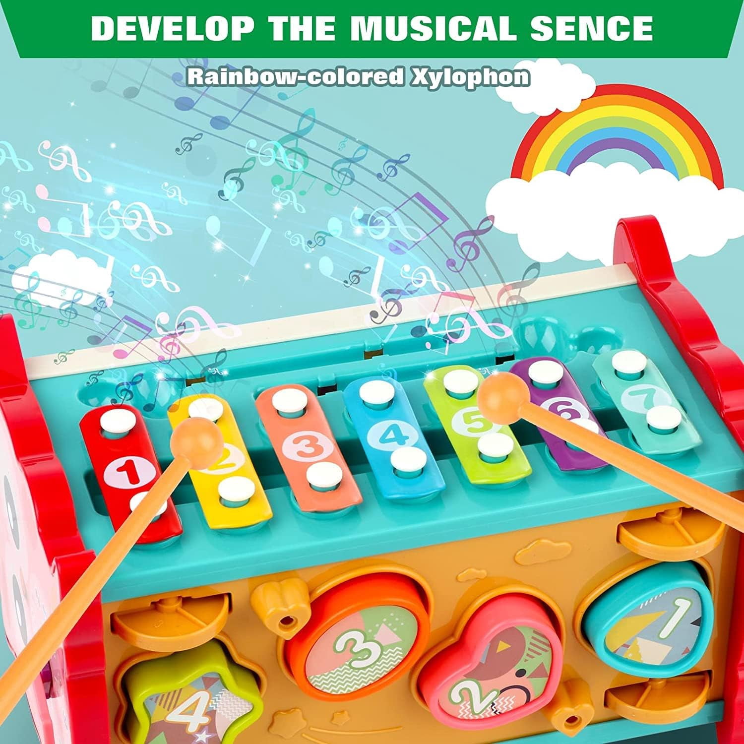 8 in 1 Montessori Learning Toys, Toddler Activity Cube Learning Toys for 1 2 3 Year Old Baby Sensory Developmental Toy, Fine Motor Skill Preschool Toddler Activities, Birthday Party Christmas Gifts