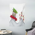 thumbnail image 1 of Christmas Wall Hanging Tapestry, Reindeer Family Father in Retro Red Car and Big Tree Kids Doodle Drawing Artsy, Bedroom Living Room Dorm Decor, 40W X 60L Inches, Gray White, by Ambesonne, 1 of 2