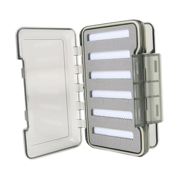 Caja de pesca con mosca, caja de señuelos de pesca, contenedor de herramientas de pesca de doble cara, almacenamiento Tipo A Gris