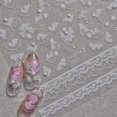 thumbnail image 5 of Flor de encaje blanco japonés, pegatinas adhesivas en relieve 3D de alta calidad para decoración de uñas, diseño de calcomanías, 5 of 5