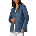 thumbnail image 4 of Women's Faux Suede Blazer Jacket Vintage Casual Button Down Long Sleeve Blazer with Pockets 2XL Deep Blue, 4 of 6