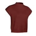 thumbnail image 5 of Ediodpoh Women Autumn and Winter Solid Color Wool Sweater Temperament High Neck Sleeveless Pullover Sweater Top Knit Tank Tops for Women Red L, 5 of 9