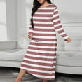 thumbnail image 2 of Kaemgyyd Women Long House Coat Plus Size Robes Crew Neck Full Length Nightgowns for Shower Cute Striped Loungewear S-5Xl, 2 of 6