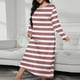 thumbnail image 1 of Women's Long Sleeve Casual Pajama Gown 100% Polyester Loose Fit Home Wear Beach Cover Up, 1 of 6