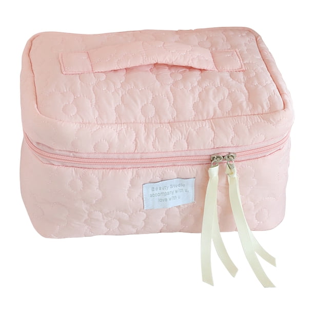 Clearance! Lotpreco Cotton Makeup Bag Large Travel Cosmetic Bag Quilted