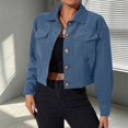 thumbnail image 6 of Tqcoqu Corduroy Jacket for Women, Long Sleeve Button Down Cropped Jacket, Dressy Casual Lightweight Crop Shackets with Pockets, Fall Winter Outwear,2026 Fashion Outfit, 6 of 10