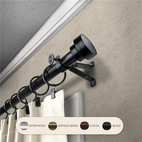 Central Design 4837-992 0.8125 in. Cappa Curtain Rod with 120 to 170 in. Extension, Black