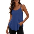 thumbnail image 3 of VBVC Women's Adjustable Strap Crew Neck Camisoles , Ladies' Lightweigh Curved Hem Tank Tops , Casual Summer Sleeveless Shirts For Women,Blue,S-2XL, 3 of 9