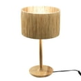 thumbnail image 6 of 21" Table Lamp Rattan Lampshade Round Cover White Light Living Room Bedroom Natural, 6 of 7
