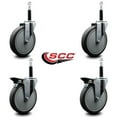 thumbnail image 2 of 6 Inch Thermo Rubber Wheel Swivel 3/4 Inch Expanding Stem Caster Set 2 Brakes, 2 of 2