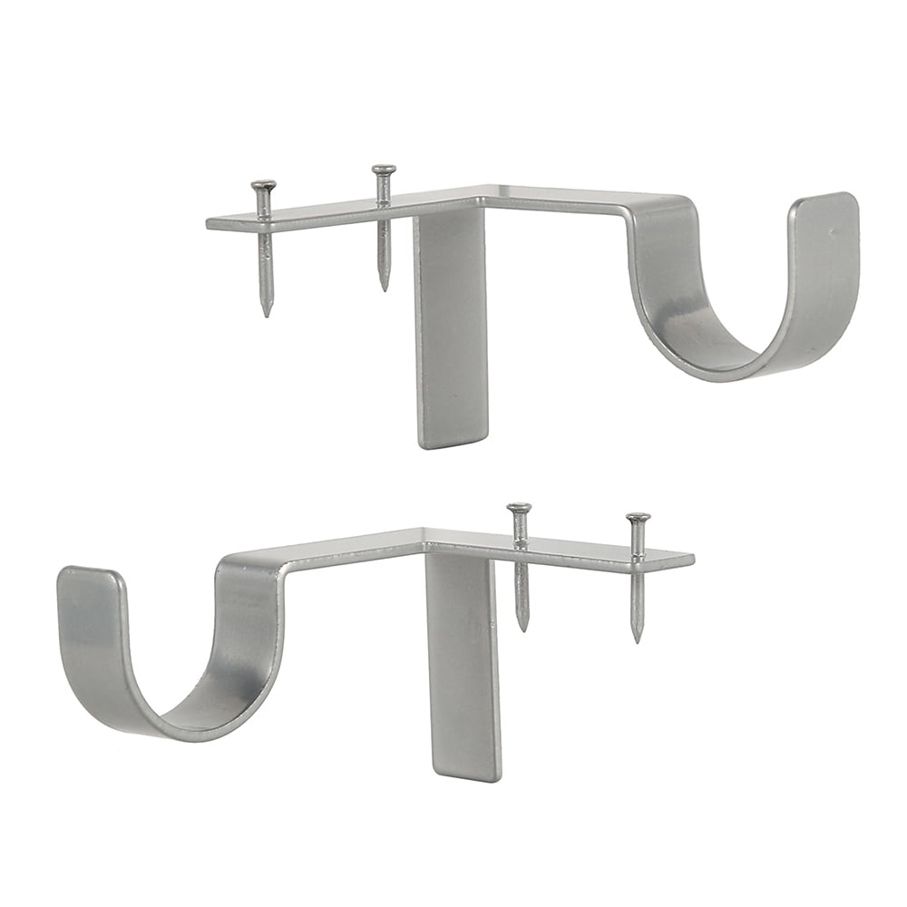 1 SET NO DRILL DOUBLE CURTAIN ROD BRACKETS HOLDERS 