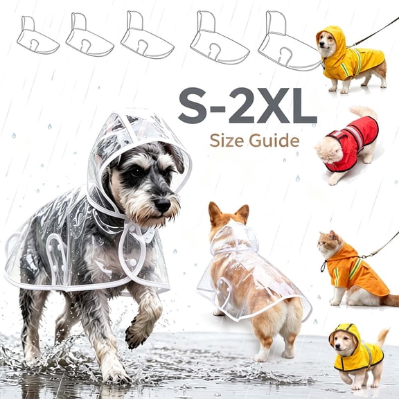 Dog Raincoat, Clear Waterproof Rain Jacket with Hood, Full Coverage, Waterproof Coat Covers Full Body. Lightweight, for Small to Large Dogs, White _ S