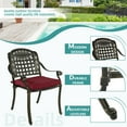thumbnail image 4 of MEETWARM 9-Piece Outdoor Furniture Dining Set, All Weather Cast Aluminum Patio Garden Set with 8 Cushioned Chairs, 61" Round Patio Dining Table with Detachable Lazy Susan, 2" Umbrella Hole, Chili Red, 4 of 8