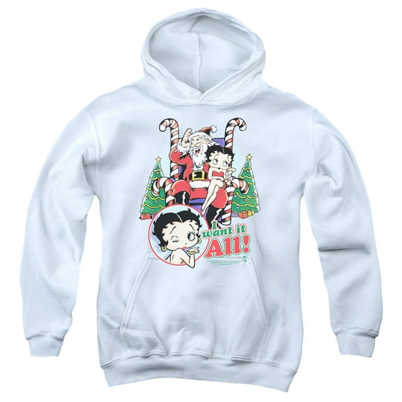 Betty Boop - I Want It All - Youth Hooded Sweatshirt - Medium